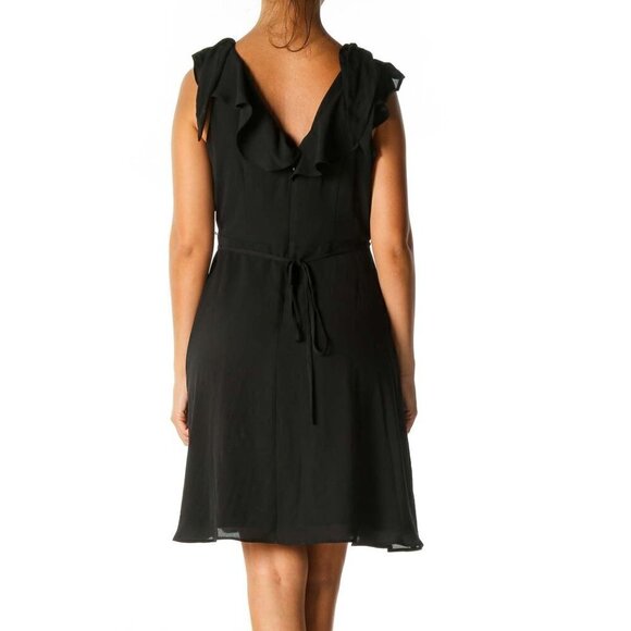 LOFT Black Solid Casual Fit & Flare Dress - Picture 2 of 3